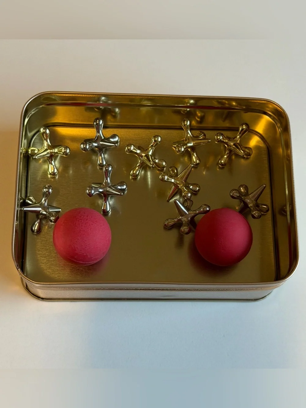 Vintage 2000 Channel Craft Jumbo Jacks Tin Game Complete 10 Metal Jacks 2 Balls